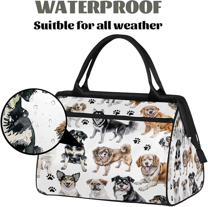 Multipurpose Duffle Bag, Waterproof Carry On Bag with Spacious Design, Dog Paw Pattern Gym Bags, 15.2x8.3x11.6in