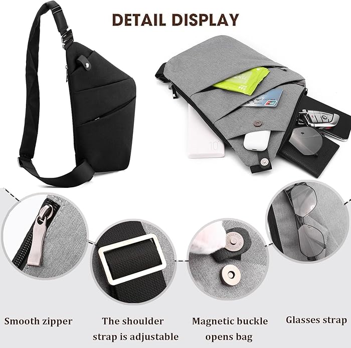Crossbody Travel Bags for Women, Anti Theft Proof Safe Slim Sling Travel Purses, Personal Flex Shoulder Bag for Men Women