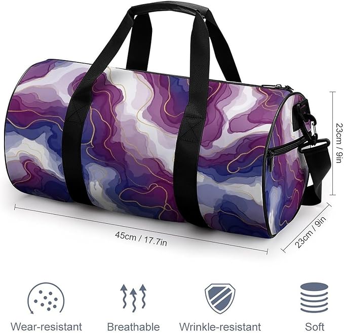 Weekender Carry on Beach Yoga Overnight Luggage Bag Purple Marble Gym Sports Duffle Bag Dance Gymnastics Bags