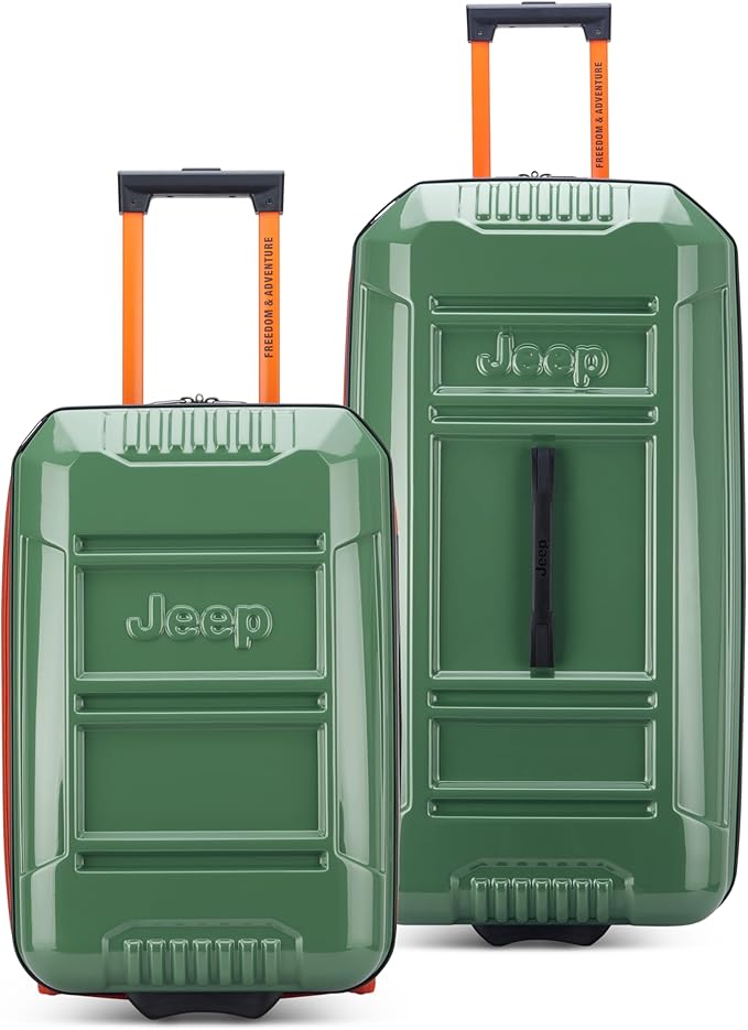 Jeep JH003B Hardside Expandable Luggage with Two Wheels, Elm Green, 2 Piece Set 21/30 Inch