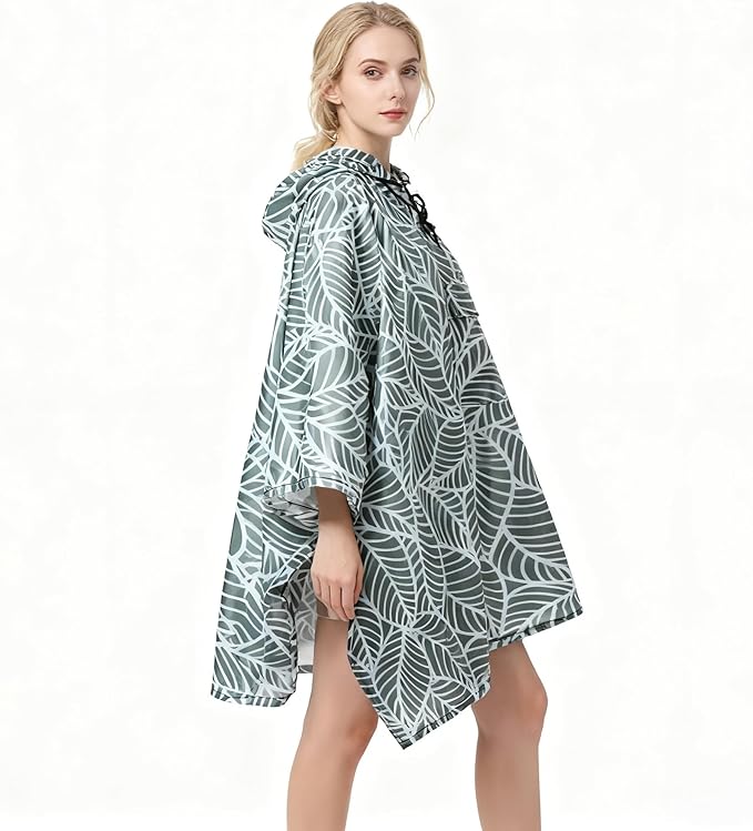 Hooded Rain Poncho for Adults - Waterproof Rain Coat and Lightweight Jacket 3-in-1 Multi-Function with Pockets