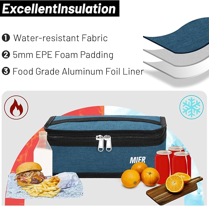MIER Small Lunch Bag for Kids & Adults Compact Insulated Lunch Box Portable Thermal Mini Cooler for Work School Travel, Ocean Depths