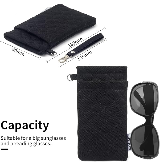 Face Shadow Double Glasses Case Soft Eyeglass Case For Women Men Squeeze Top Sunglasses Case With Cleaning Cloth