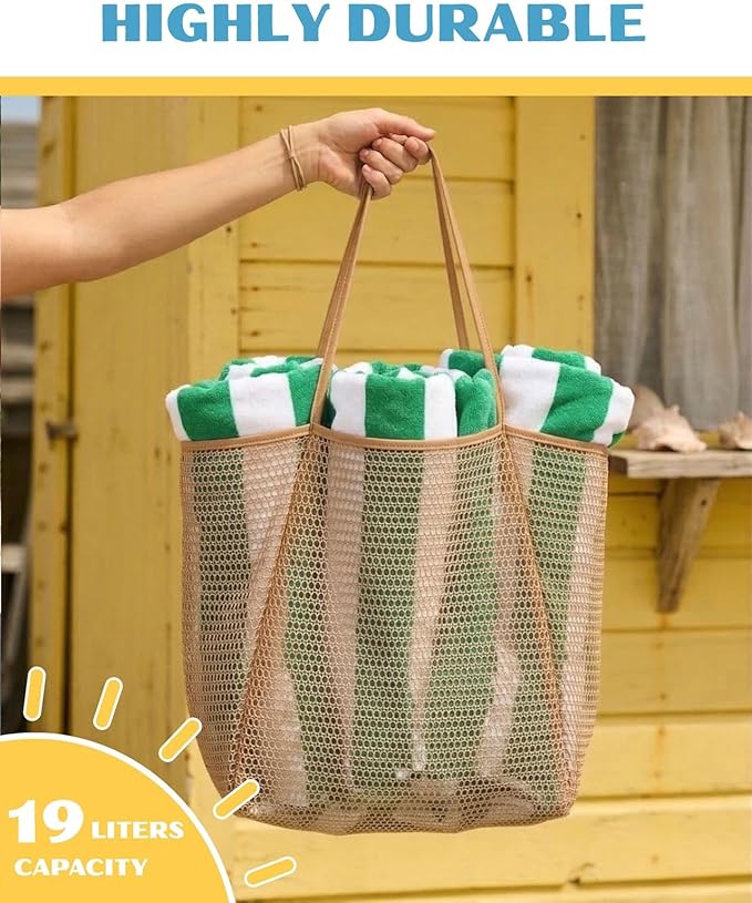Rave Envy Beach Tote Bag for Women – Waterproof Mesh Tote Bag, Large Capacity Sandproof Beach Bags for Travel