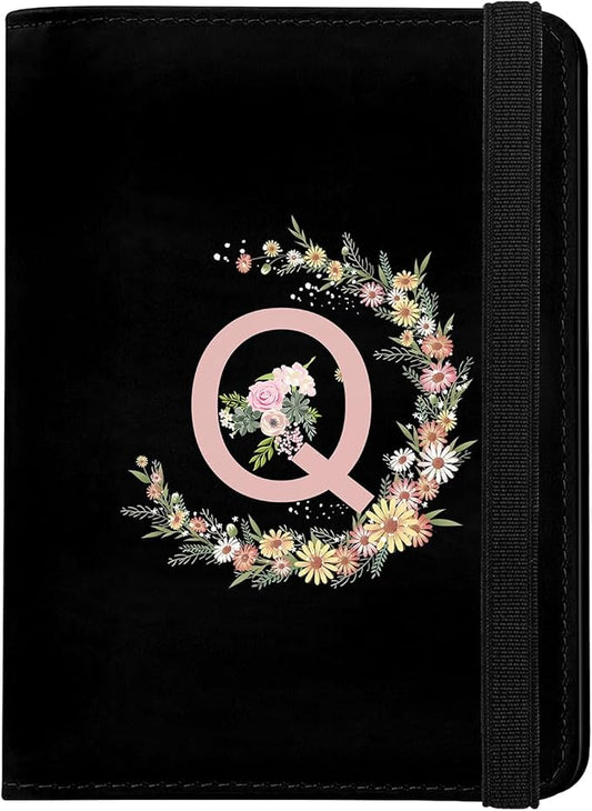 Cute Passport Holder and Holder Combo Passport Cover with RFID Blocking Women Men Compatible Wallet Credit Card Protector (Black-Q)