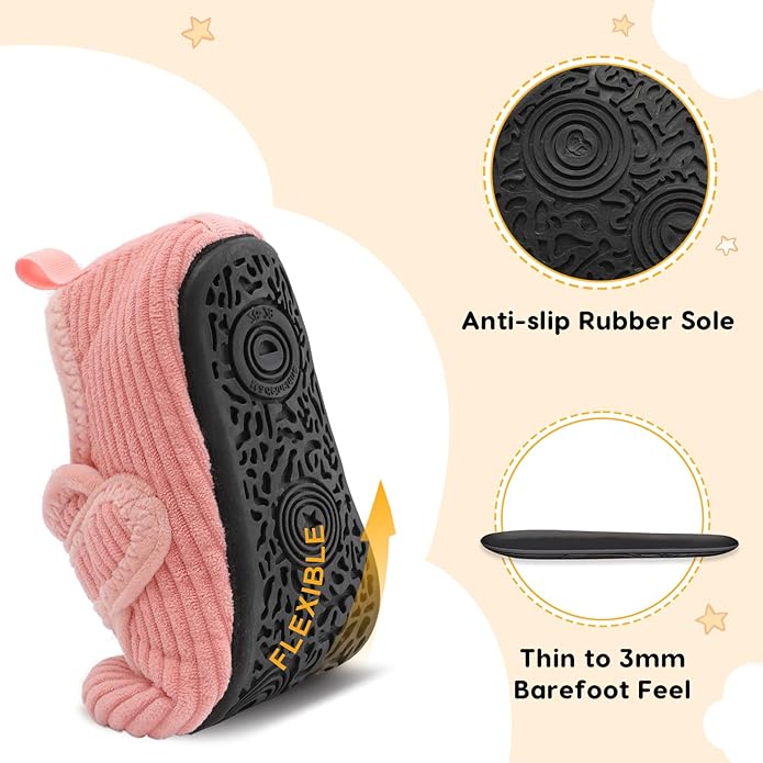 LeIsfIt Toddler Slippers Boys Girls House Shoes Soft Warm Kids House Slippers Slip on Cozy Bedroom Sock Shoes Non-slip Indoor Outdoor Slipper Shoe