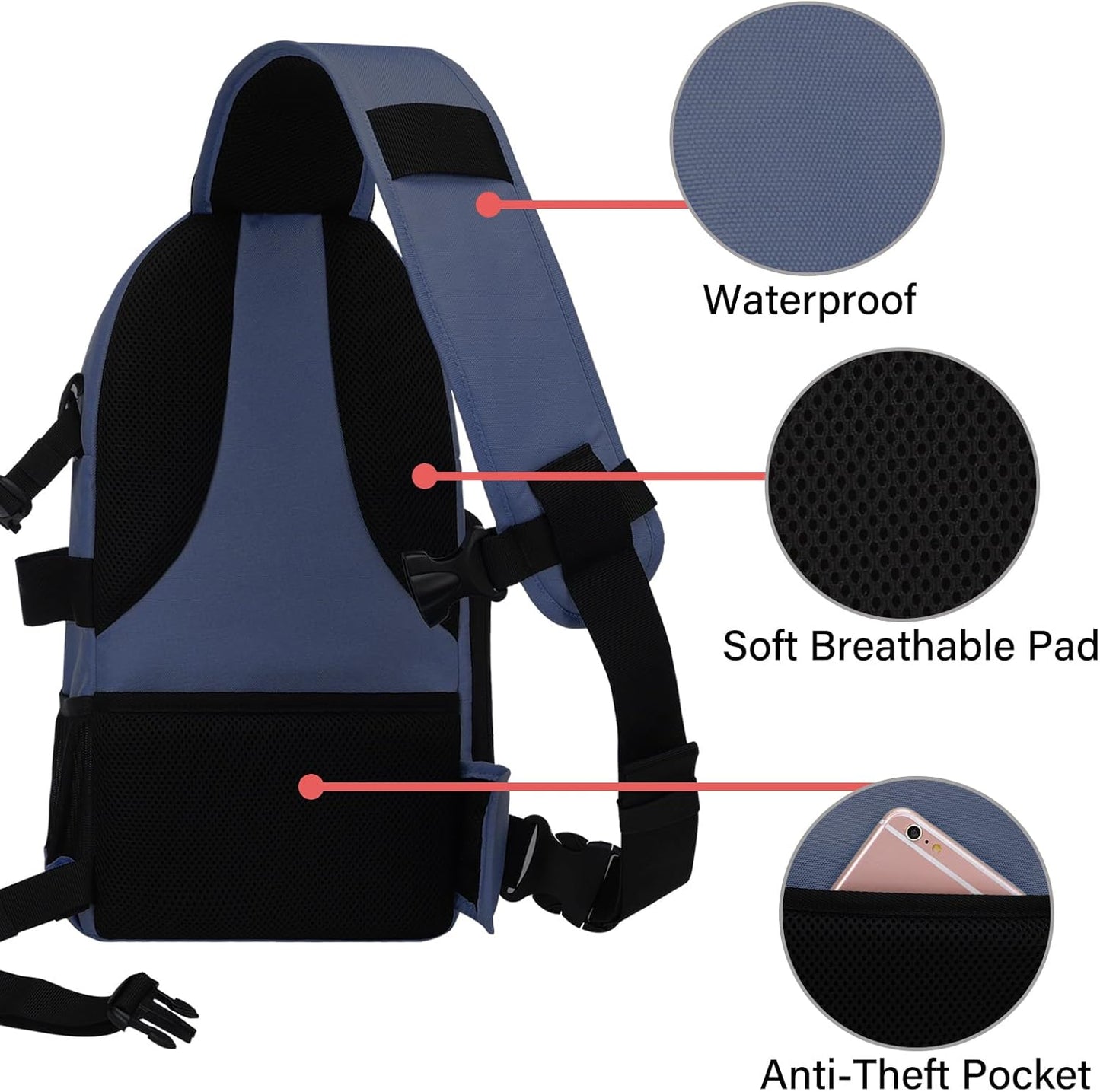 MOSISO Camera Sling Bag, DSLR/SLR/Mirrorless Camera Backpack Case Shockproof Photography Backpack with Tripod Holder & Removable Modular Inserts Compatible with Canon/Nikon/Sony/Fuji