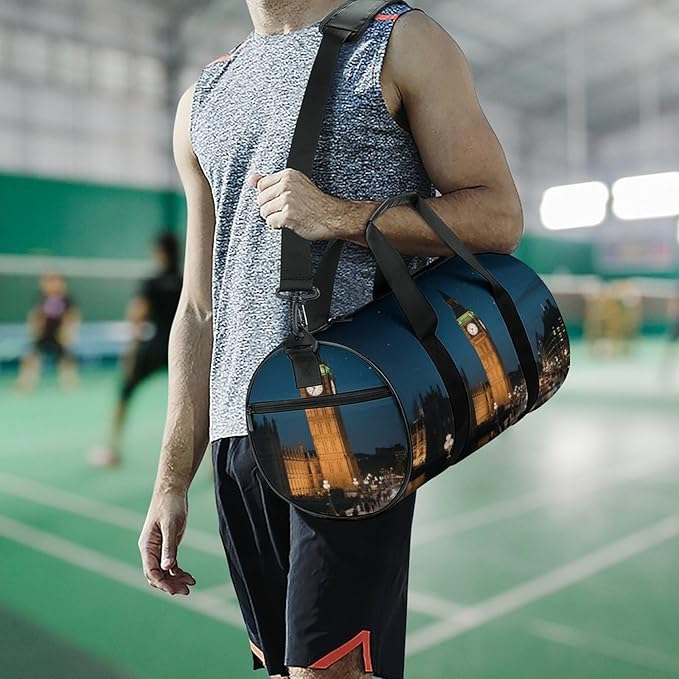Sports Gym Bag for Women Men Travel Duffel Bag Tote Weekender Bag Big Ben Carry on Overnight Bag for Travel Swimming Fitness Workout Sports Duffle Bag