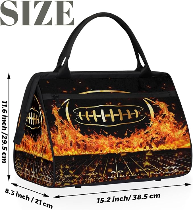 Sports Duffel Bags for Kids - Carry On Travel Gym Bag Waterproof Workout Shoulder Tote for Boys Girls Weekender Overnight Duffel for Swim Dance Camp(Football)