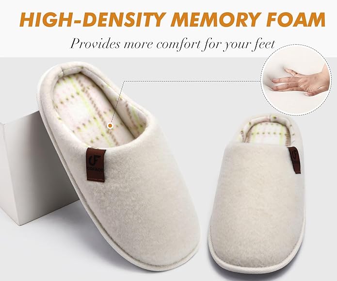 COFACE Unisex Mens Womens Cozy Memory Foam Scuff Slippers Casual Slip On Warm House Shoes Indoor/Outdoor Felt Sandal Slippers Size 4-15