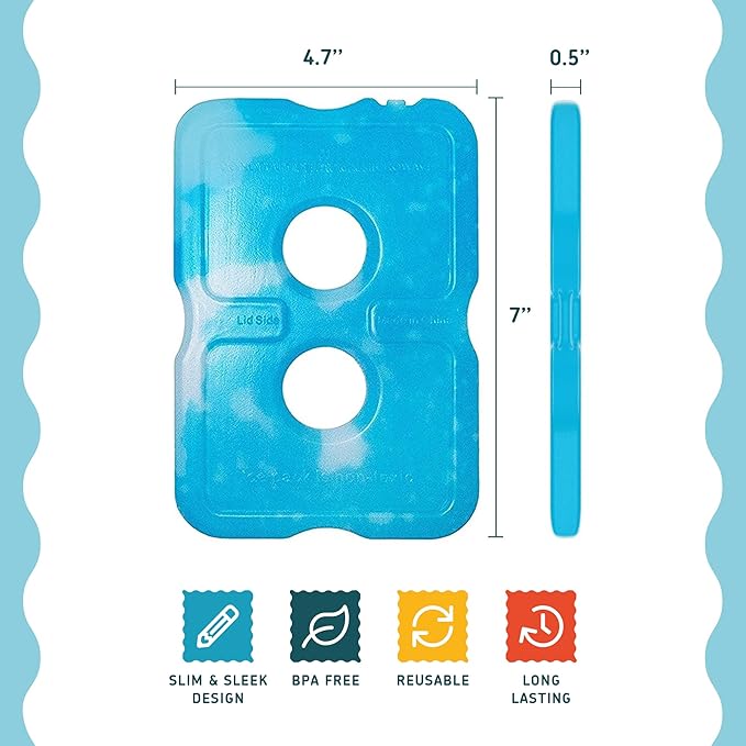 Healthy Packers Ice Packs for Lunch Boxes & Coolers - Freezer Packs - Original Cool Pack | Cooler Accessories for Beach, Camping & Fishing | Slim & Long-Lasting Reusable Ice Pack for Cooler