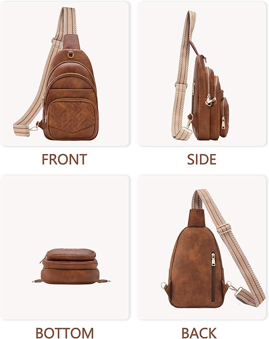 Anti Theft Crossbody Bags for Women, RFID Vegan Leather Sling Purse, Travel Chest Bag & Fanny Pack