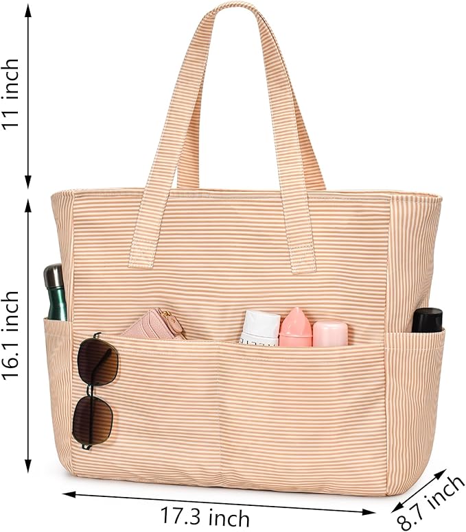 oscaurt Beach Bags for Women Large Waterproof Sandproof Beach Tote Swim Pool Bag with Zipper for Travel Vacation Essentials