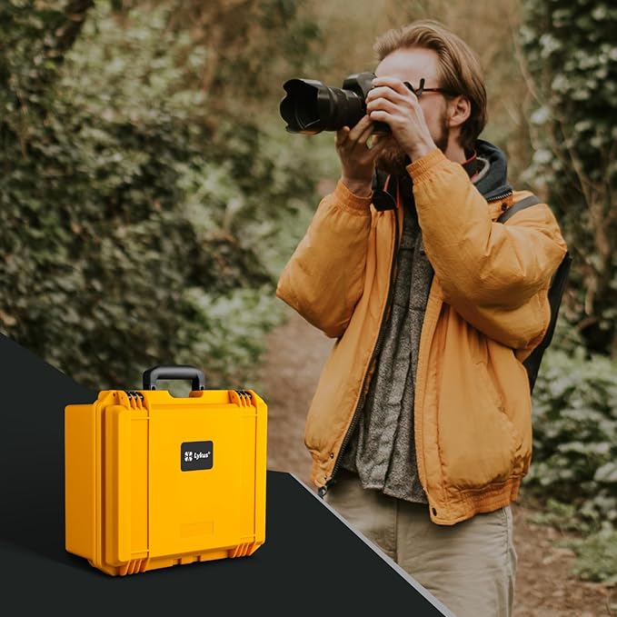 Lykus PVC1 Waterproof Hard Camera Case with Padded Dividers for Cameras, Lenses, Dual DJI Mavic/Air/Mini/Flip drones