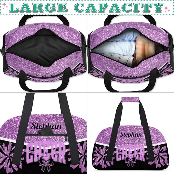 Cheer-Bag for Girls Personalized Cheer-Gifts with Name Cheerleading Bag for Gym Duffel Bag Purple Cheerleader