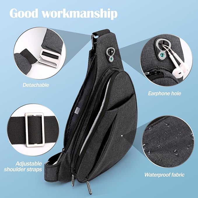 Crossbody Bag Anti-Theft Lightweight Casual Shoulder Backpack Sling Chest Bag Belt Rucksack for Travel Bicycle Sport