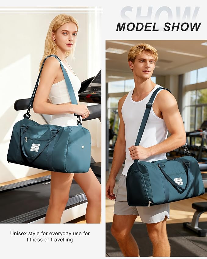 Gym Bags Womens Mens with Shoes Compartment and Wet Pocket Travel Duffel Bag for Women for Plane Sport Gym Tote Bags Swimming Yoga Waterproof Weekend Overnight Bag Carry on Bag Hospital Holdalls