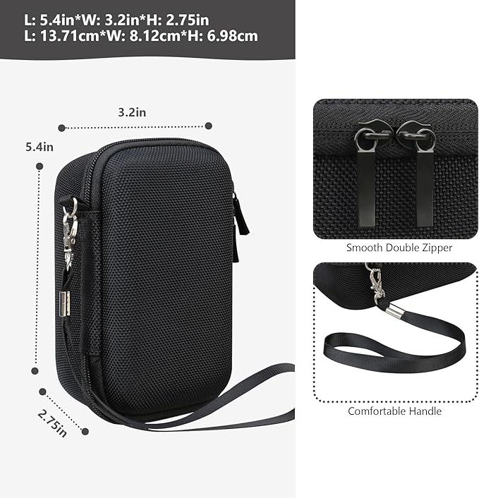 Hard Travel Case for Sony ZV-1F / ZV-1 / ZV-1 II Digital Camera, Vlogger Camera Storage Holder Travel Bag with Zipper Mesh Pocket for Battery Pack, Charging Cable, USB Card, Black