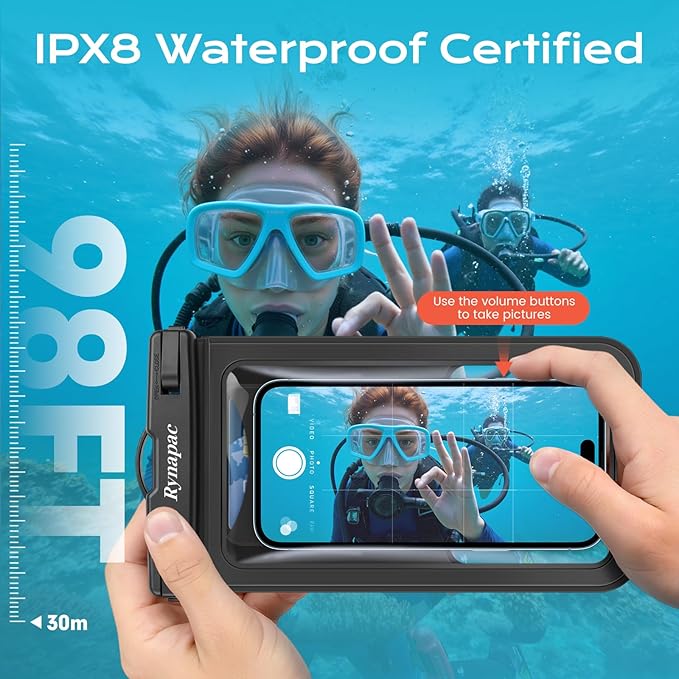 Waterproof Phone Pouch - 2 Pack, IPX8 Waterproof Phone Case with Lanyard for iPhone 17 16 15 Pro Max, Cell Phone Dry Bag for Beach Vacation Travel Cruise Essentials, Touch Screen, Up to 8.5"