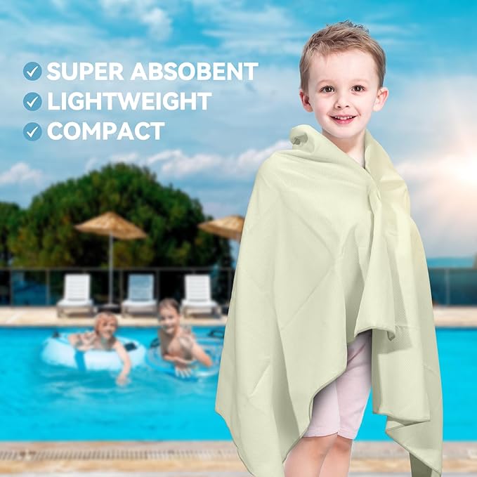 Microfiber Towel Large for Beach, Travel, Swimming, Bath, Pool–Quick Dry, Ultra Compact, Sand Free, Lightweight & Super Absorbent(Light Yellow,60x30 in)
