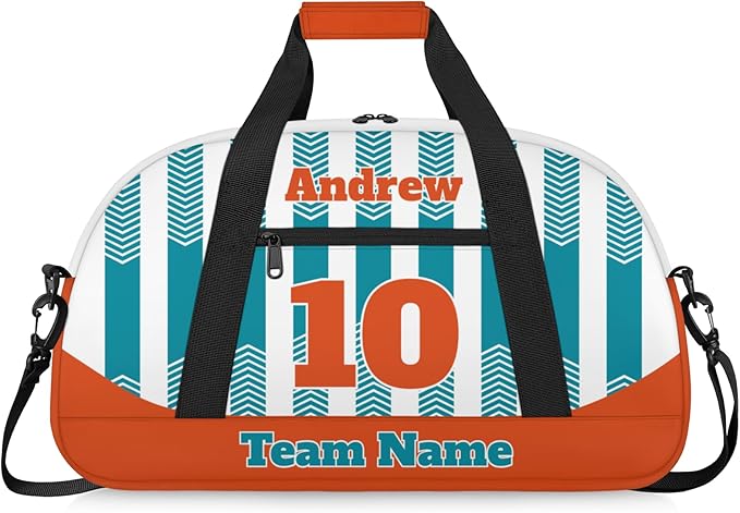 Basketball Soccer Gifts for Boys Girls - Custom Sports Duffle Bag, Personalized Name & Team Bag, Water-Resistant Gym Bag for Basketball, Soccer, Volleyball | Y-Dark Green Orange