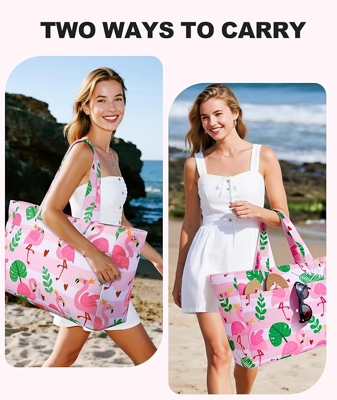 Extra Large Beach Bag Waterproof Beach Totes Bags for Women, Lightweight Foldable Pool Bag with Zipper Wet Compartment