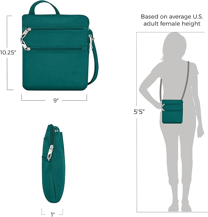 Travelon Anti-theft Classic Slim Double Zip Crossbody