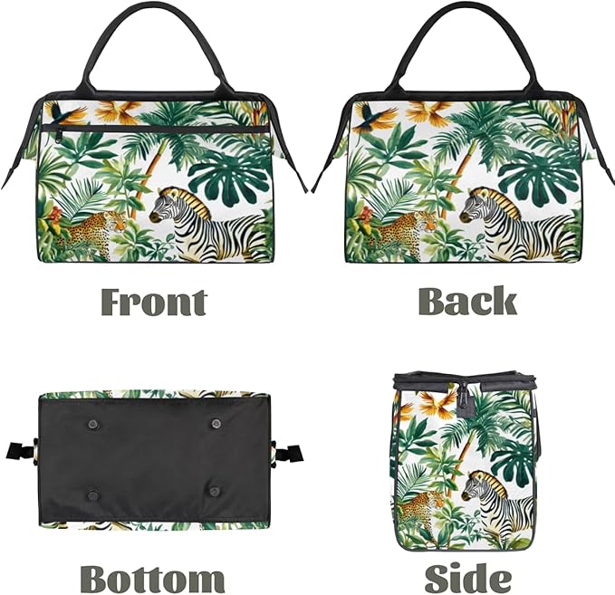 Tropical Plants Zebra Overnight Weekender Bag for Women Men Travel Duffel Bags Waterproof Luggage Carry on Sports Yoga Gym Bag