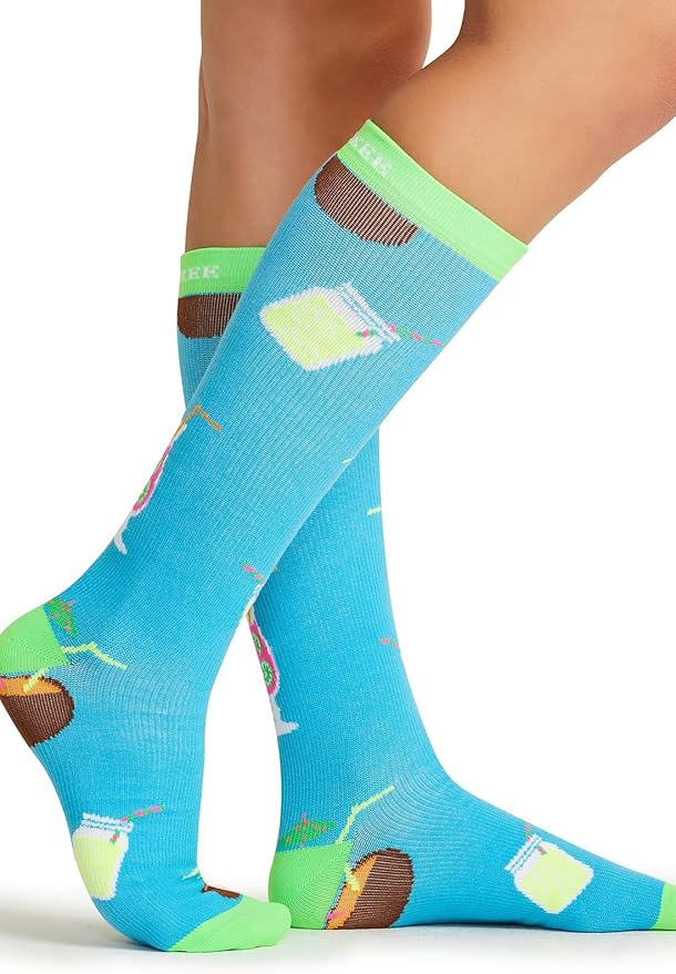 Cherokee Women's 10-15mmHg Compression Socks – Fun Print Knee Highs with Light Support, Soft Feel - PRINTSUPPORT