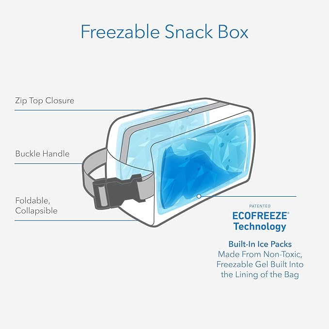 PackIt(R) Freezable Snack Box, Diamond Chevron, Built with EcoFreeze(R) Technology, Collapsible, Zip Closure with Buckle Handle, Designed For Work Snacks, Fresh Snacks On the Go, Adults, and All Ages