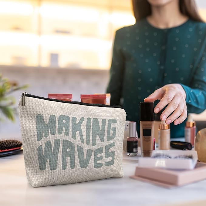 Aesthetic Beach Makeup Bag - Gifts for Beach Lovers, Summer Vacation Essentials