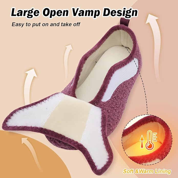 BARERUN Slippers for Women Men Wide House Diabetic Shoes for Women Men Warm Arthritis Edema Swollen Neuropathy Socks Slip on Adjustable Fuzzy Comfy Soft Womens Mens Bedroom Sliipers
