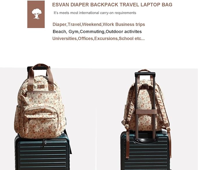 Diaper Bag Backpack, Large Capacity Multifunction Baby Essentials Fashion Travel Pack Linen Canvas office Laptop Bag (Corduroy Fawn)