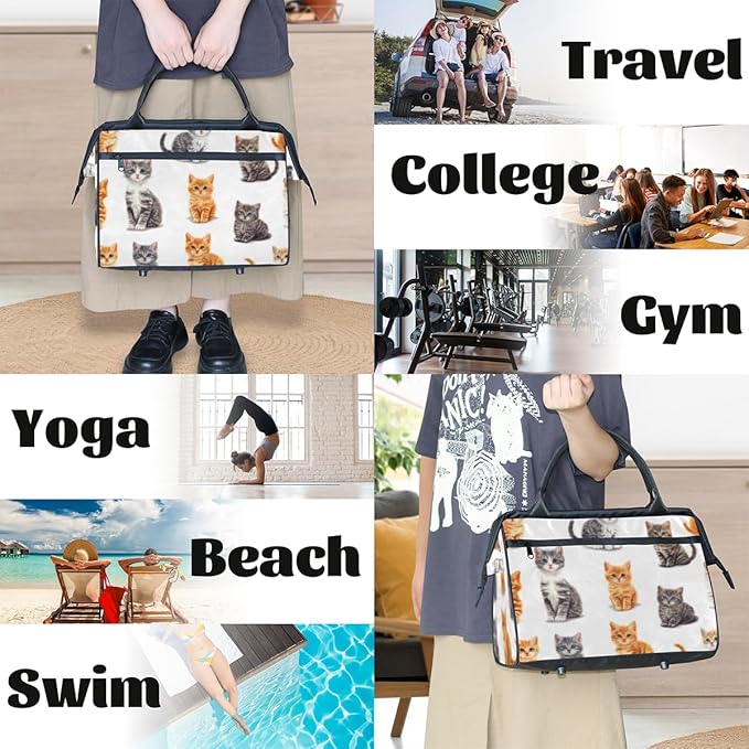 Funny Animal Cat Overnight Weekender Bag for Women Men Travel Duffel Bags Waterproof Luggage Carry on Sports Yoga Gym Bag