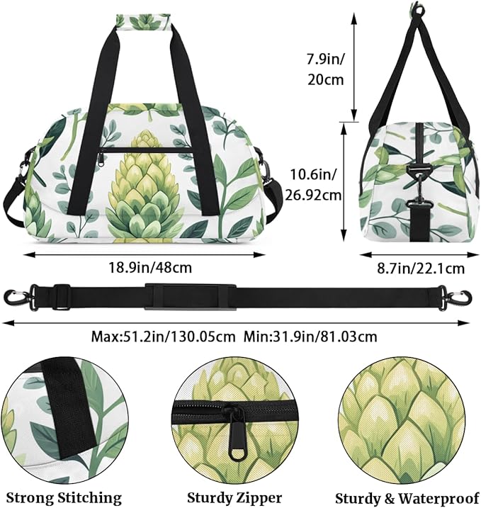 Green Leaves And Fruits Kids-Duffel-Bags Gymnastics Dance Bag Carry-On Overnight Travel Gym Lightweight Dance Sports Bags For Girls Boys Kids，