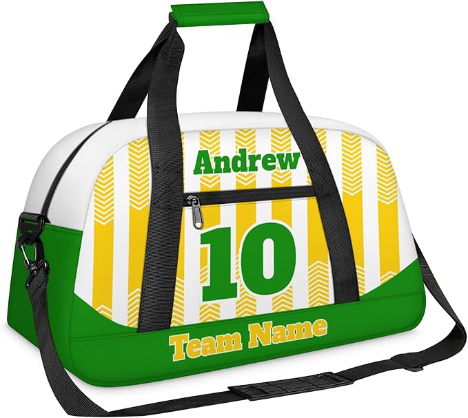Basketball Soccer Gifts for Boys Girls - Custom Sports Duffle Bag, Personalized Name & Team Bag, Water-Resistant Gym Bag for Basketball, Soccer, Volleyball | Y-Yellow Green