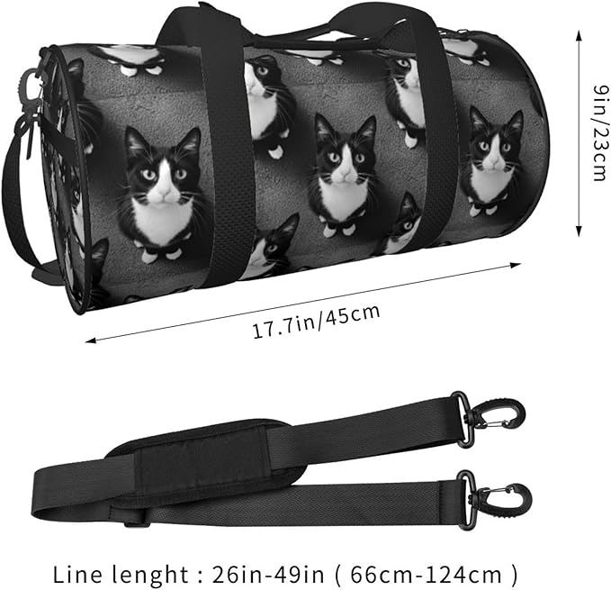 Gym Bag for Women Small Duffle Bag with Multifunctional Pockets Workout Sport Bags for Dance, Fitness, Yoga, Black Cat