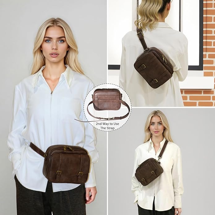 Women‘s Anti Theft RFID Blocking Small Vegan Leather Crossbody Bag Travel Purse With Built In Wallet Messenger Bag
