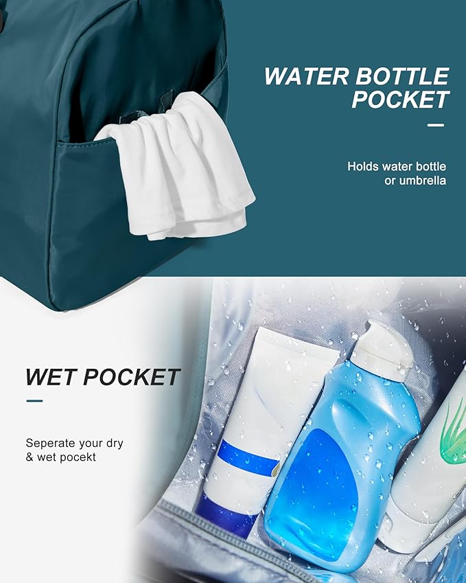 Gym Bag Womens Mens with Shoes Compartment and Wet Pocket Travel Duffel Bag for Women for Plane Sport Gym Tote Bags with Toiletry Bag Waterproof Weekend Overnight Carry on Bag Hospital Holdalls