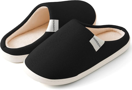 HUXMEYSON Slippers for Women, Womens Slippers Indoor Outdoor with Memory Foam, Cozy & Warm House Slippers for Woman with Anti-Slip Rubber Sole