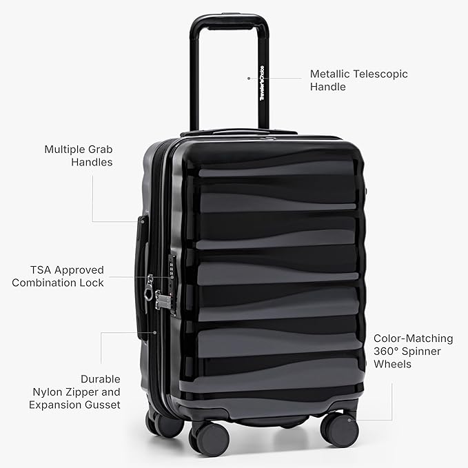 Traveler's Choice Edinburgh II Hardside Spinner Luggage, TSA Lock, Black, 29" Large
