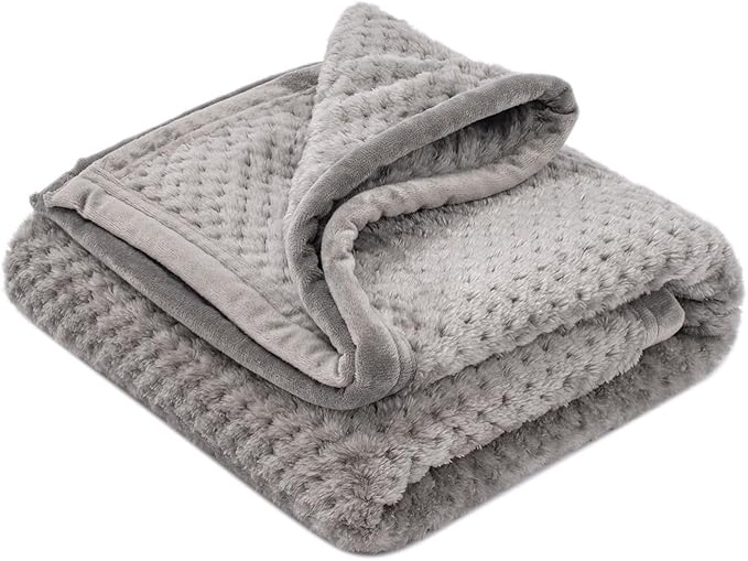 Fuzzy Blanket or Fluffy Blanket for Baby, Soft Warm Cozy Coral Fleece Toddler, Infant or Newborn Receiving Blanket for Crib, Stroller, Travel, Decorative, 30”×40”, Flint Gray+Flint Gray