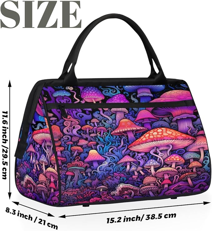 Mushroom Forest Overnight Weekender Bag for Women Men Travel Duffel Bags Waterproof Luggage Carry on Sports Yoga Gym Bag