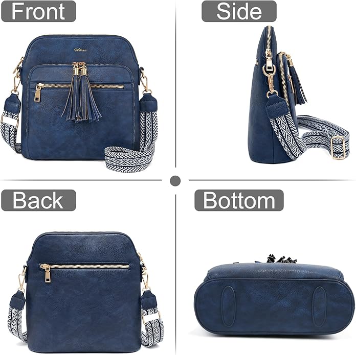 Women's Leather Crossbody Bags Anti Theft Purses RFID Blocking Handbags Trendy Travel Adjustable Strap Tassel