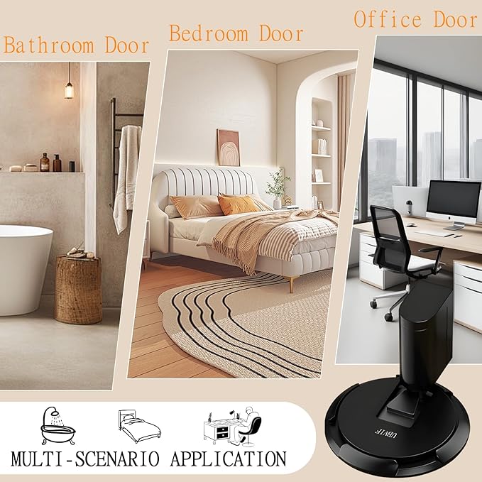 UBVIF No Magnetic Door Stopper, Adjustable, Mechanical Doorstop, Windproof Door Stop for Indoor, No Nails/Screws Needed,Heavy Duty Door Holder,Keep Door Open (1, Matte Black)