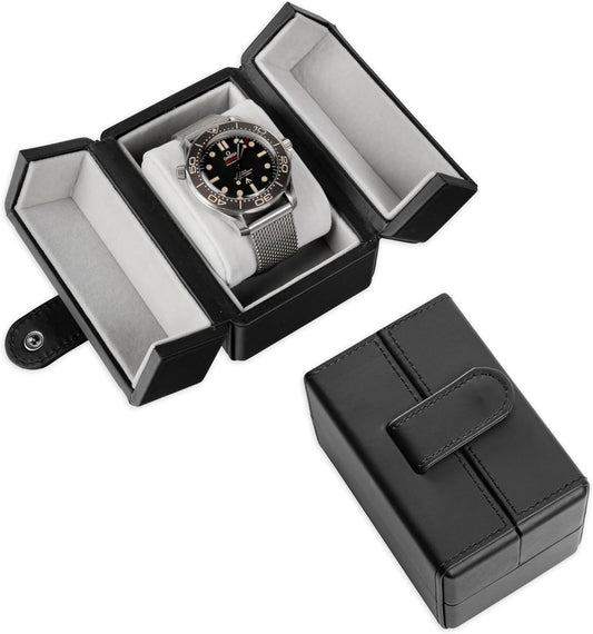 Single Travel Watch Case - Vintage Inspired - Exterior, Soft Microfiber Lining, Fits Up to 42mm Watches - Vegan Leather - Reliable Storage for Home or Travel