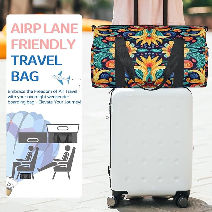 Farmhouse Boho Floral Travel Duffle Bag for Women Men, Overnight Weekender Bag, Carry on Tote for Sport Gym