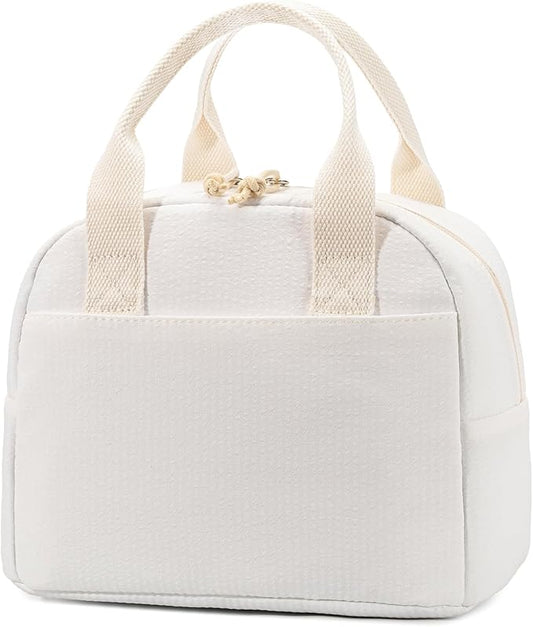 Insulated Lunch Bag for Women, Reusable Striped Lunch Box Cooler Bag with Large Capacity, Durable Lunch Tote for Work