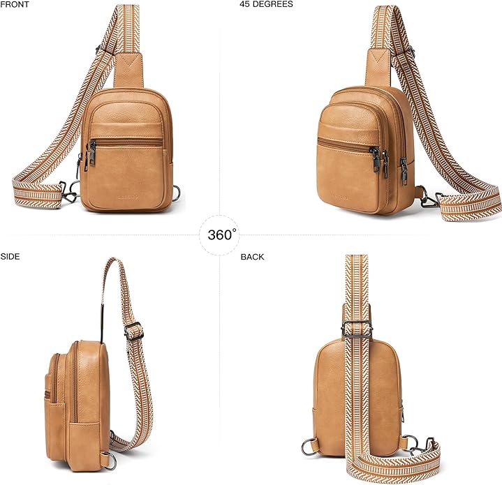 Sling Bag For Women Faux Leather Small Casual Daypack Backpack Fanny Pack Crossbody Chest Bags Purse