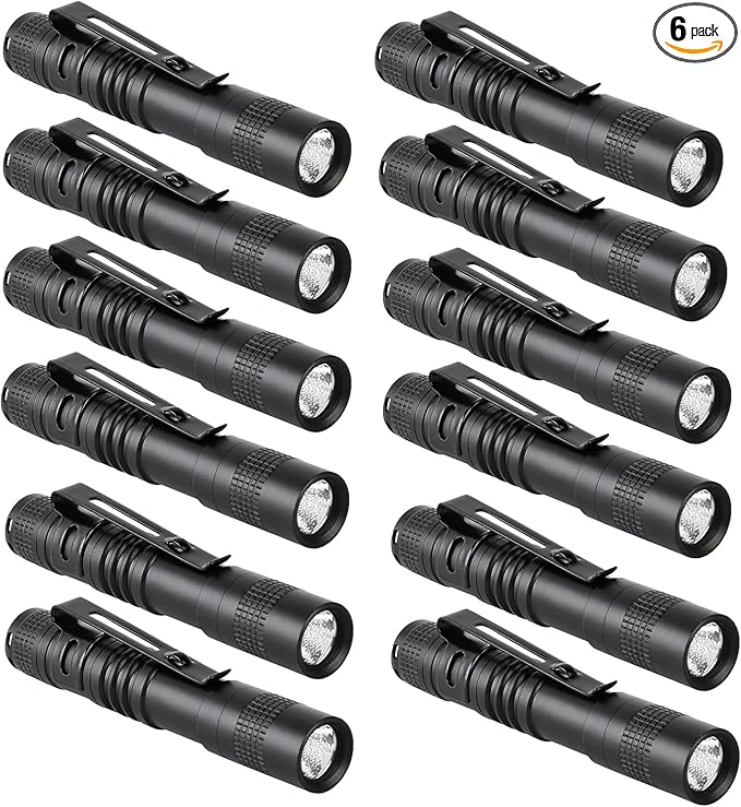 Mini Flashlight, AAA Small Pen Light with Clip, Portable 500lm Pocket Pen Flashlight for Inspection Repair Outdoor Emergency (12 Pack, Black, 3.5")